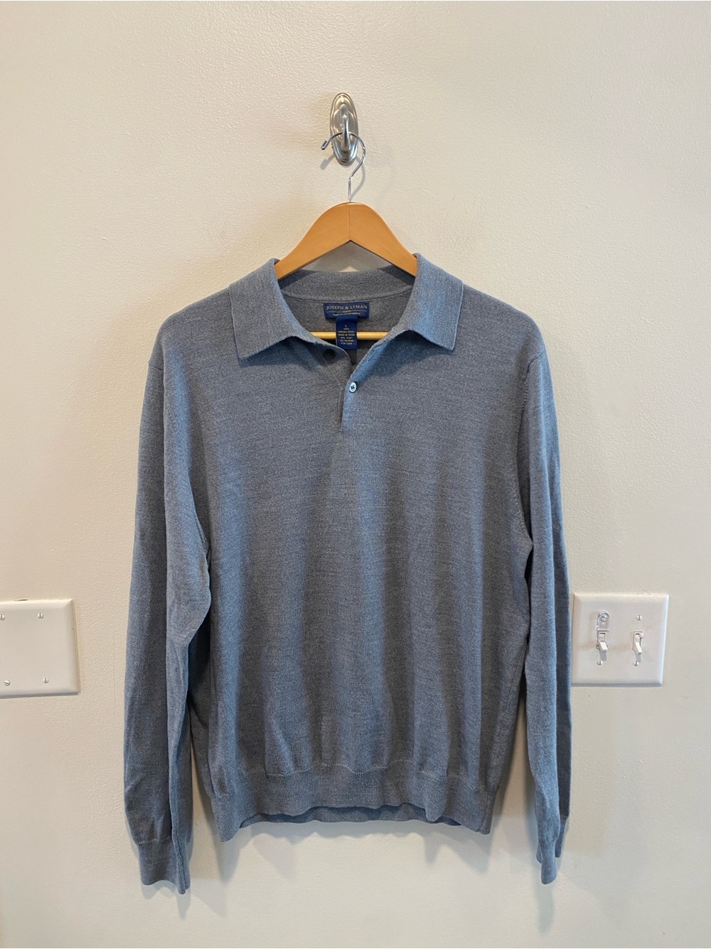 Joseph & Lyman collared pullover sweater men’s large 100% merino wool old money